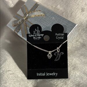 Walt Disney World V necklace with Minnie Mouse charm with Austrian Crystal